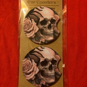 Skull and Rose Car Coasters
